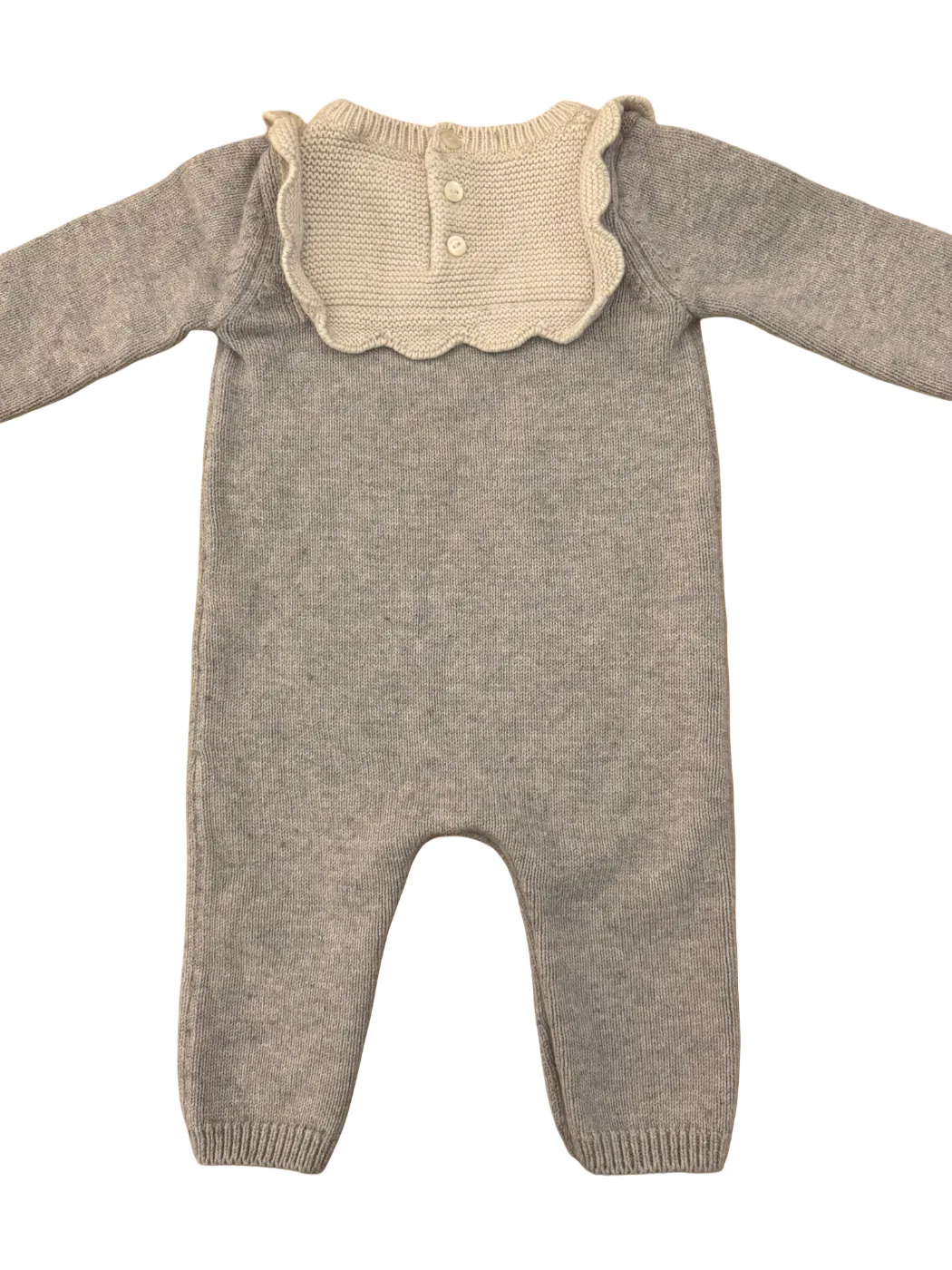 Jacadi Grey Knitted Collared Romper (6M)