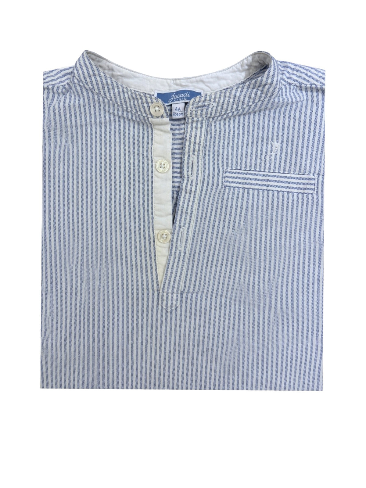 Jacadi Boy Light Blue White Striped Cotton Shirt, 4Y / 104 - second hand baby clothing