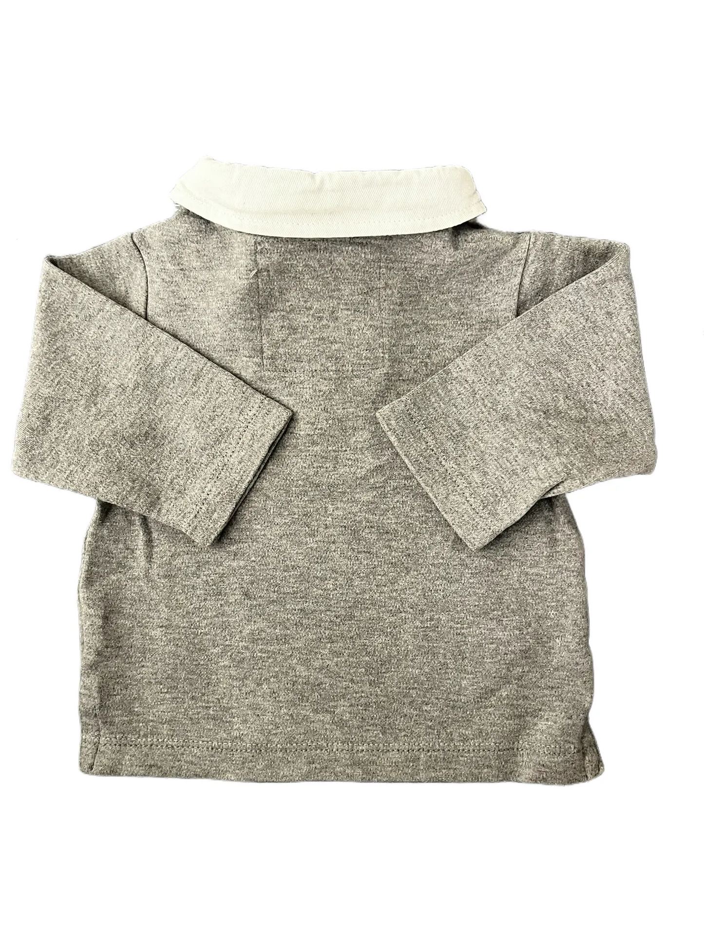 Jacadi Grey Long-Sleeved Polo Shirt (6M)