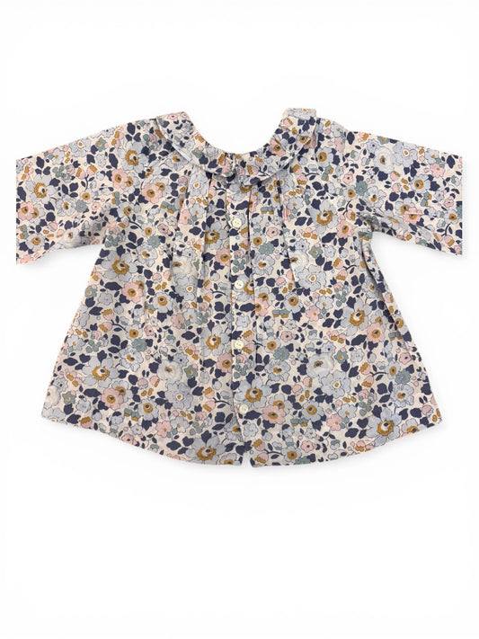 Jacadi Ruffle Collar Floral Long Sleeve Blouse (2Y)