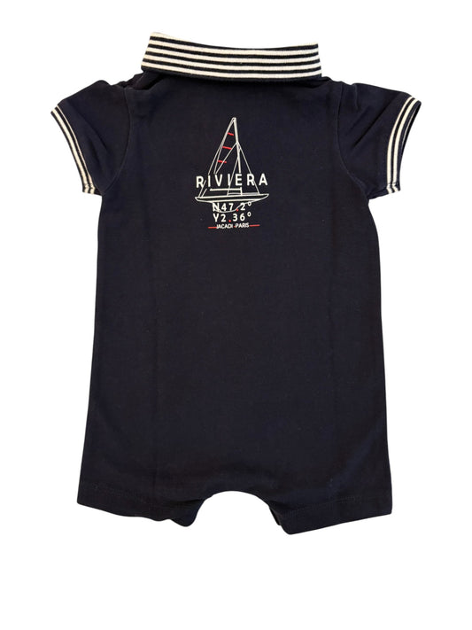 Jacadi Navy Polo Romper (12M / 74)