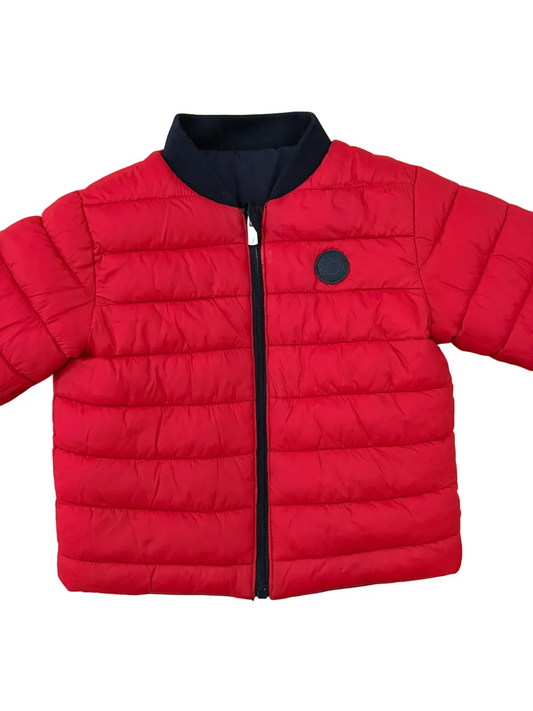 Jacadi Navy Red Reversible Bomber Puffer Jacket (2Y / 88)