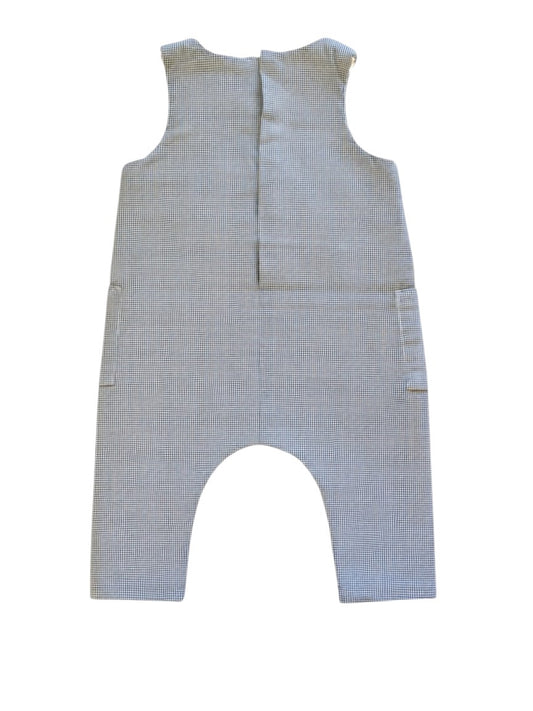 Jacadi Navy Gingham Overalls size 6M - second hand baby clothing