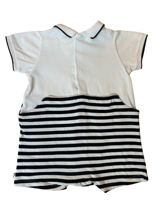 Jacadi White & Navy Striped Playsuit (12M)