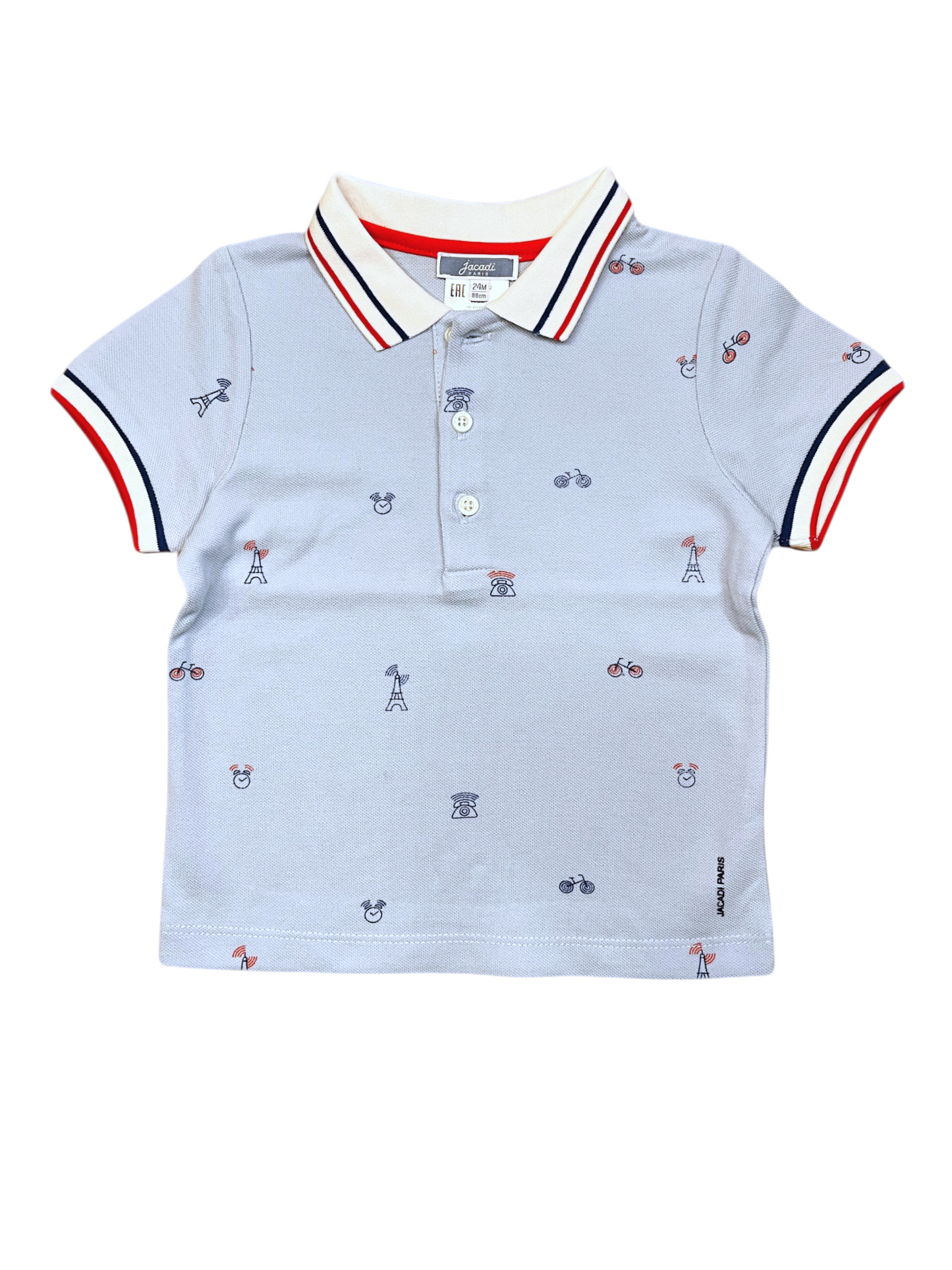 Jacadi Polo Shirt in Light Blue Paris Motif size 18M (81cm) - second hand baby clothing
