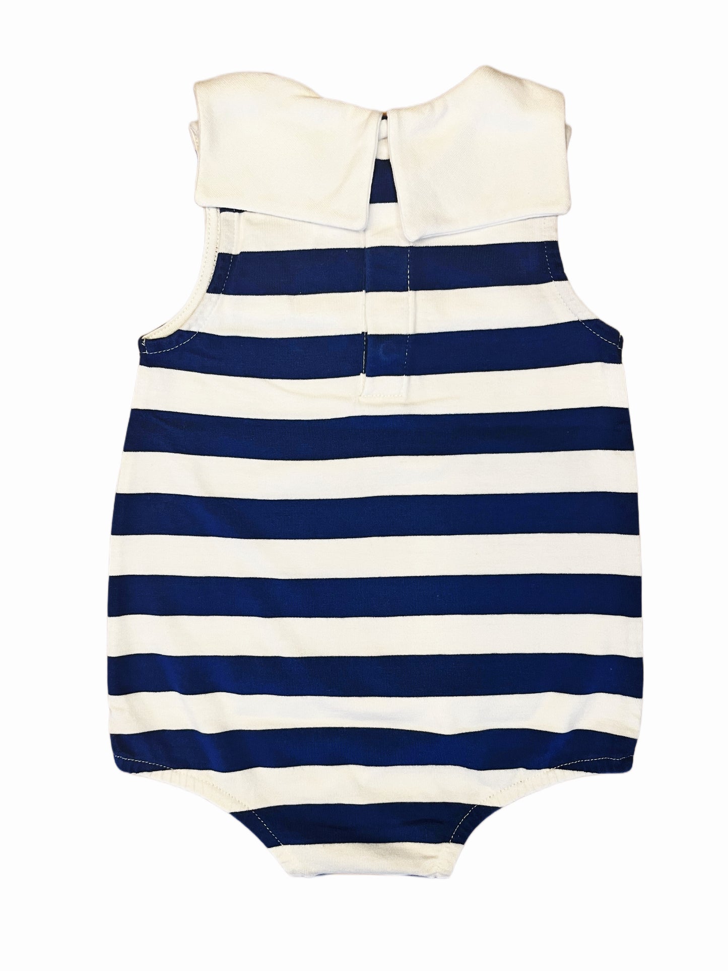 Jacadi Nautical Blue Striped Romper (6M)