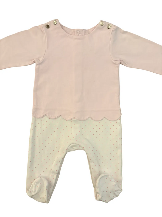 Jacadi Pink Polka Dot Scalloped Romper (3M / 60)