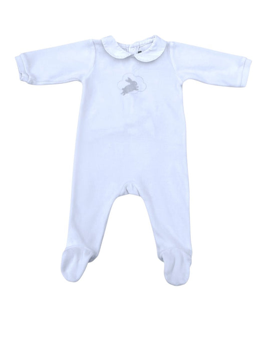 Jacadi Unisex White Bunny Velour Romper, 3M - second hand baby clothing