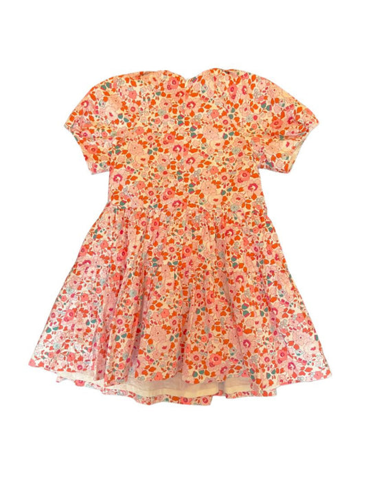 Robe manches courtes Liberty rose et rouge Jacadi (4 ans)
