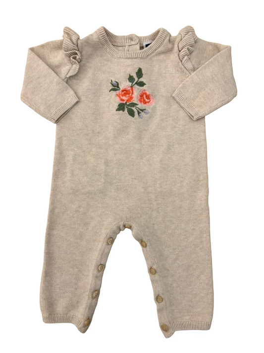 Janie and Jack Beige Rose Strampler (3-6 Monate)
