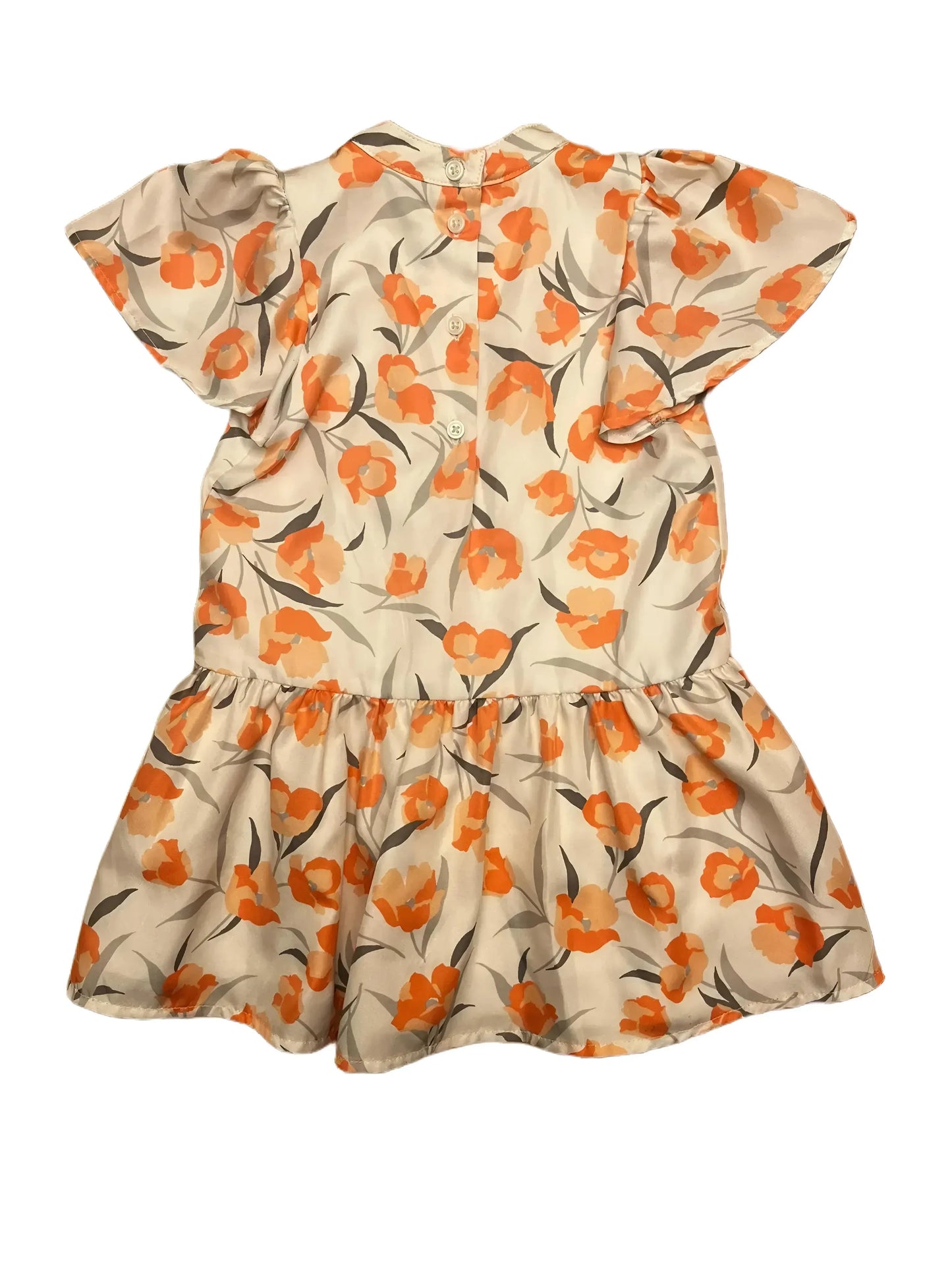 Janie and Jack Pink Floral Flutter Sleeved Dress (2Y)