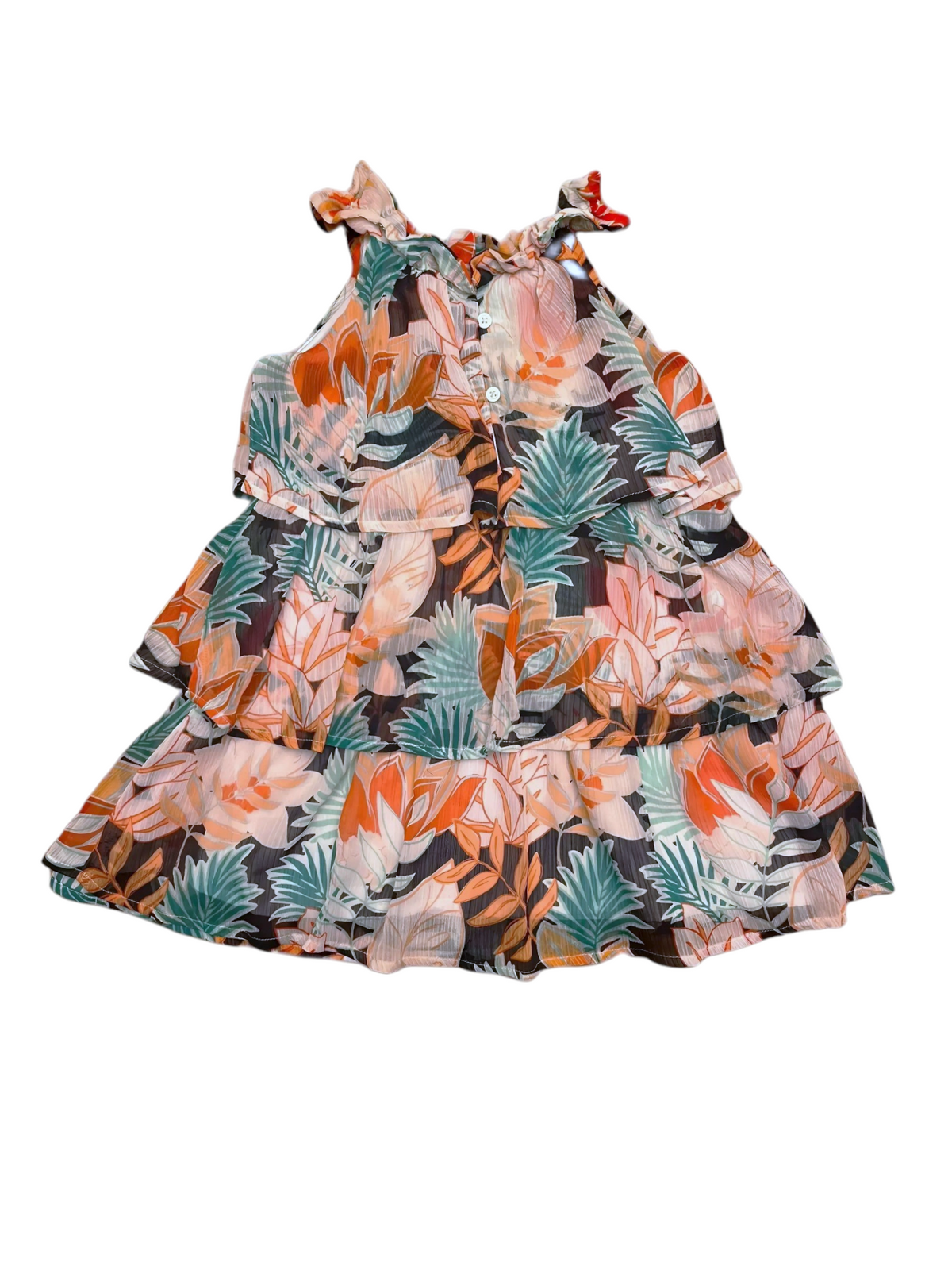 Janie and Jack Girls Jungle Ruffle Dress, 4Y - second hand baby clothing