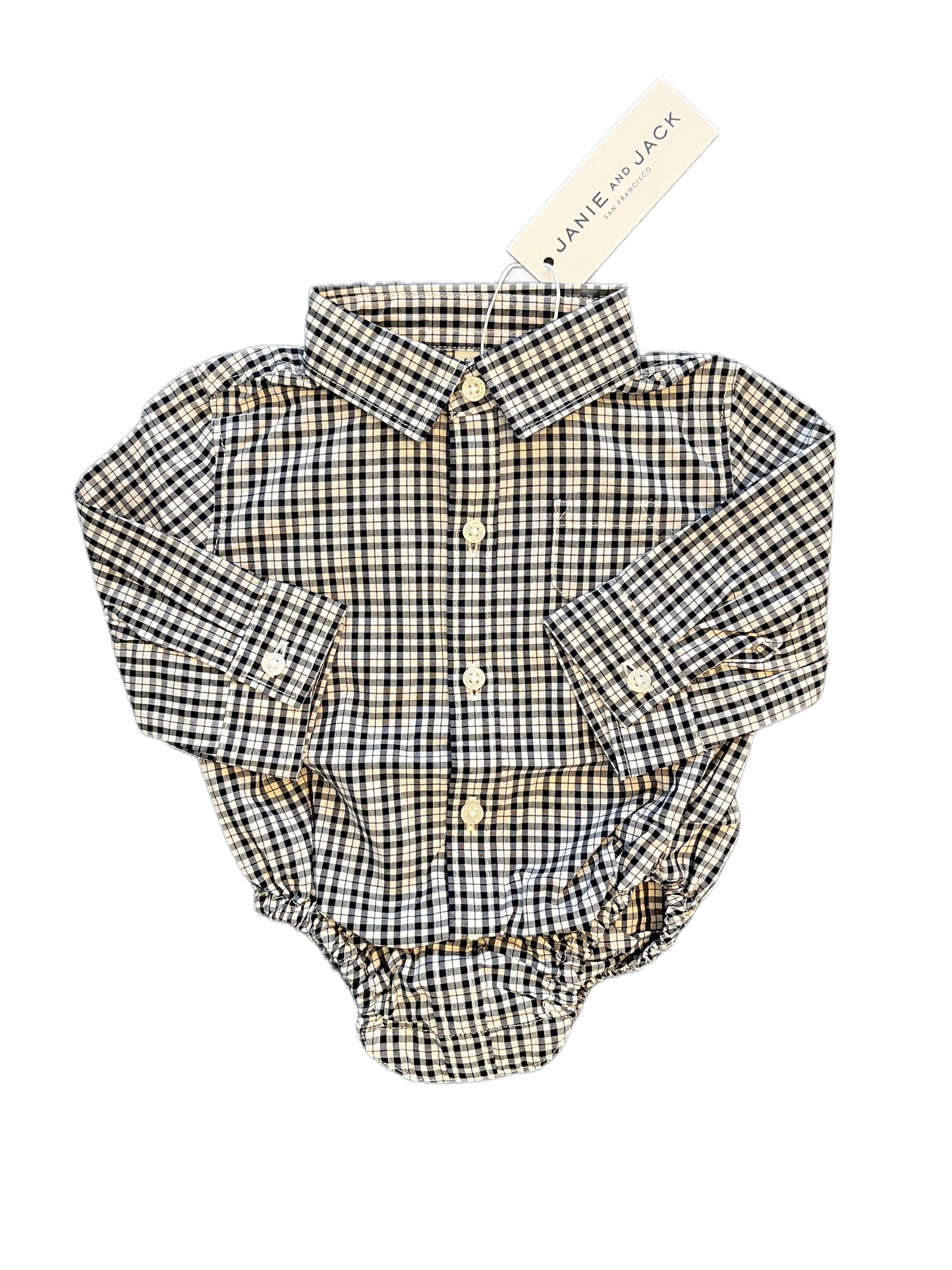 Janie and Jack Navy Plaid Bodysuit (0-3M)