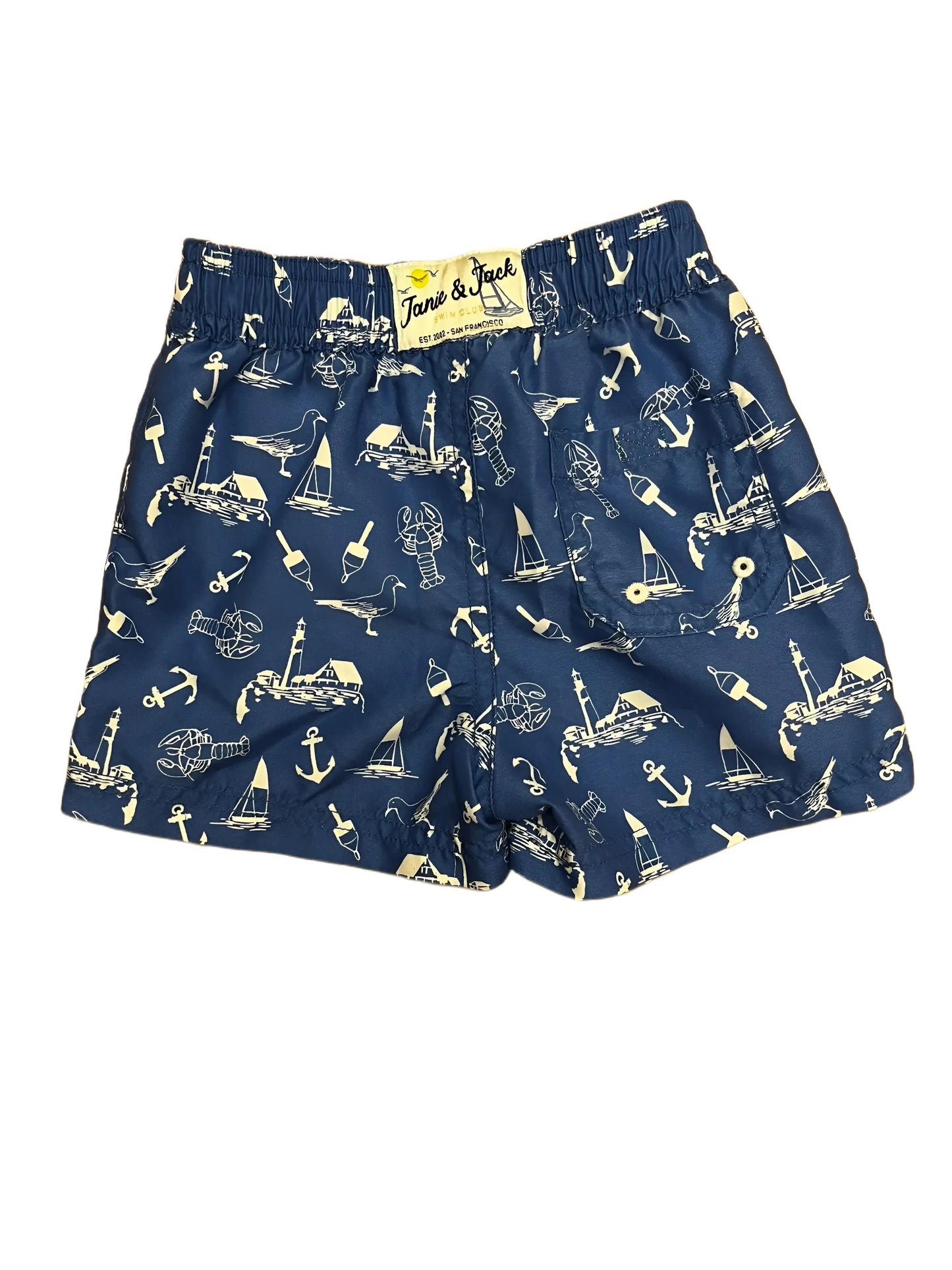 Badehose „Janie and Jack“ mit blauem Küstenmotiv (6–12 M)