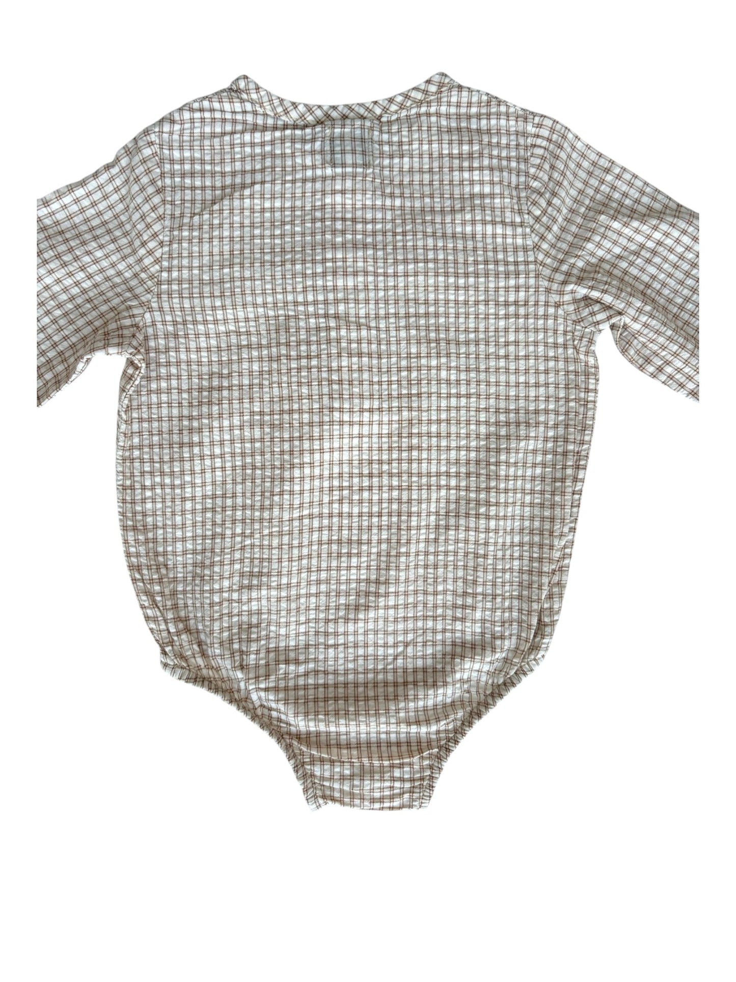 Kiabi Beige Gingham Long Sleeve Bodysuit (3M)