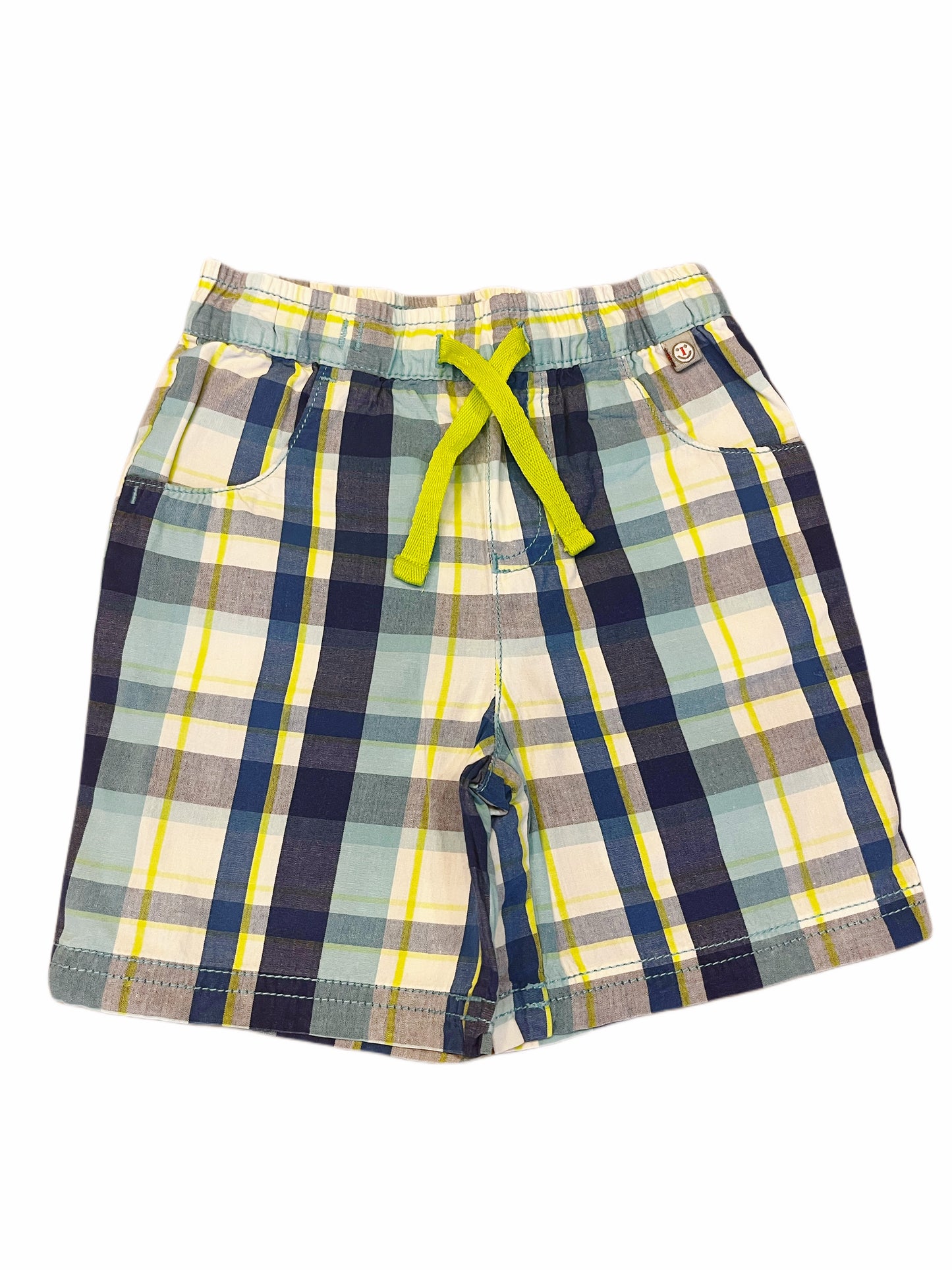 Liegelind – Blau-grün karierte Shorts (86 cm)