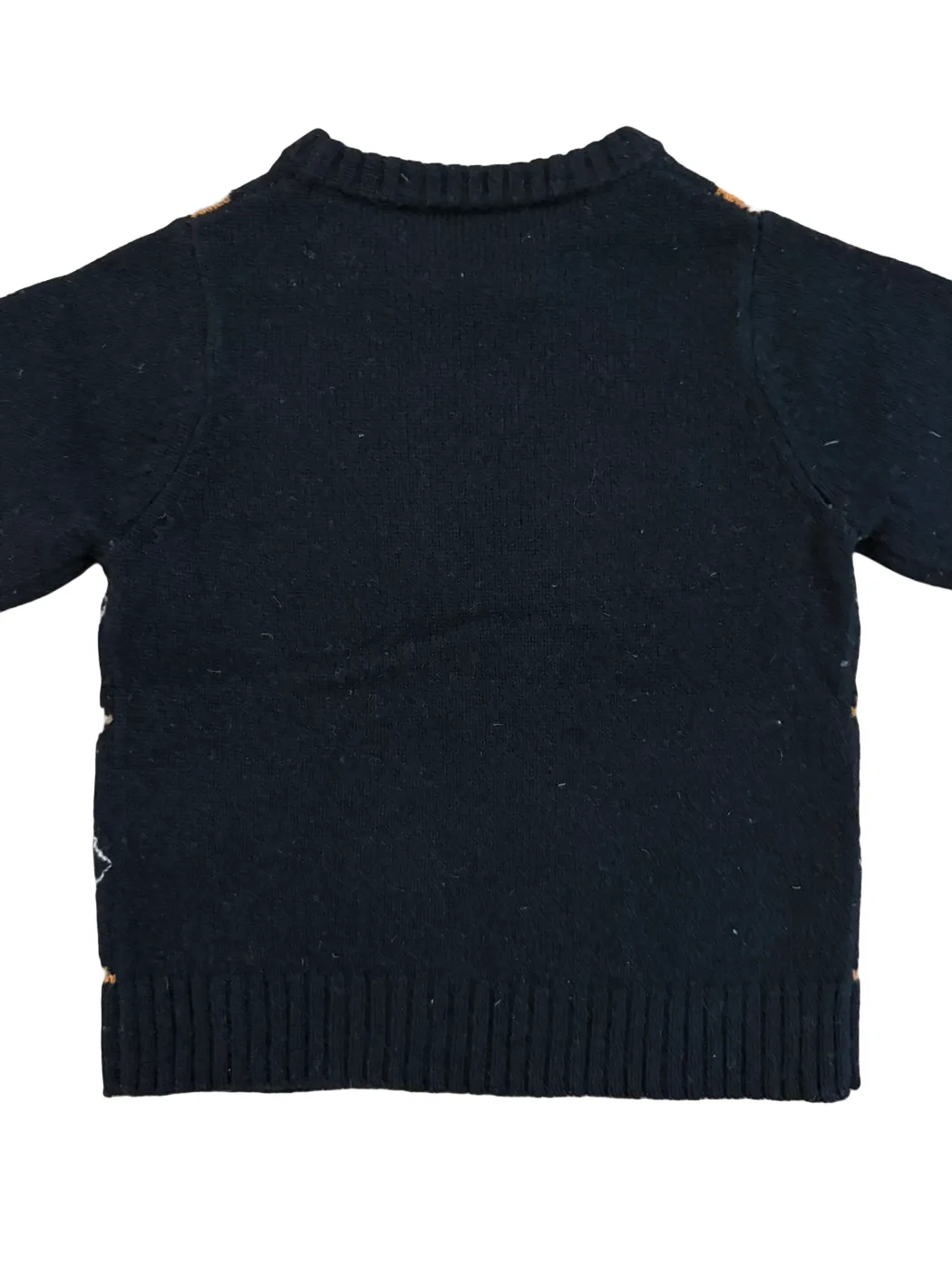 Petit pull en laine à losanges noir camel d'Akiabara (2 ans)