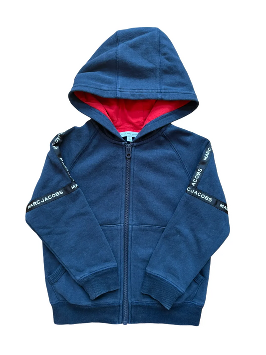 Little Marc Jacobs Navy Logo Tape Zip Hoodie (4Y / 102)