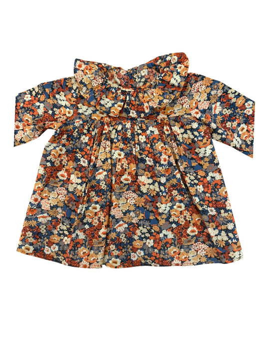 Ma Prune Céleste Floral Ruffle Collar Long Sleeve Top (18-24M)