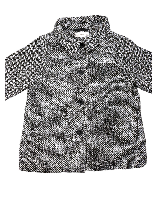 MNG Kids Girl Black & White Bouclé Tweed Jacket, 12-18M / 86 - second hand baby clothing