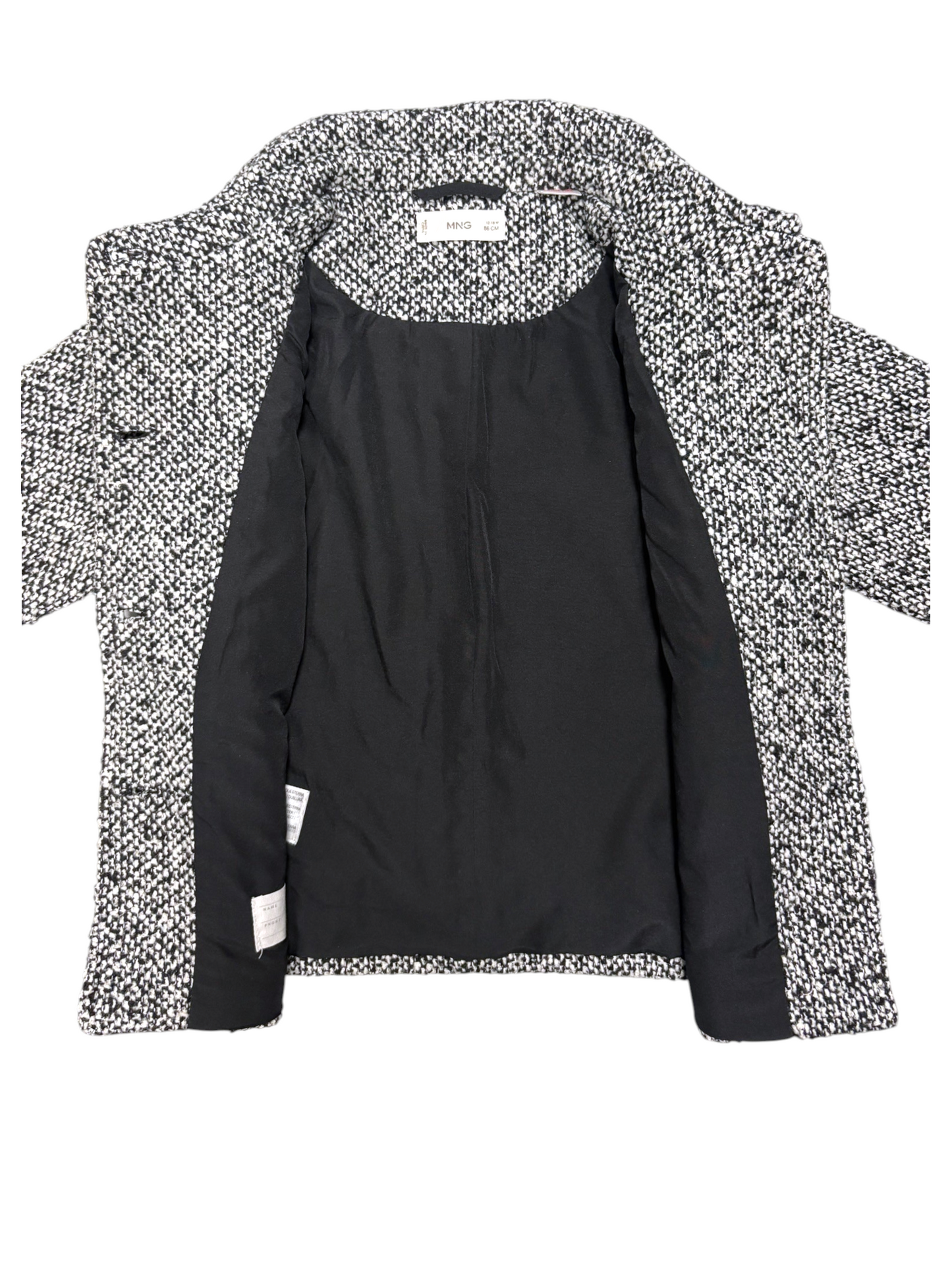 MNG Kids Girl Black & White Bouclé Tweed Jacket, 12-18M / 86 - second hand baby clothing