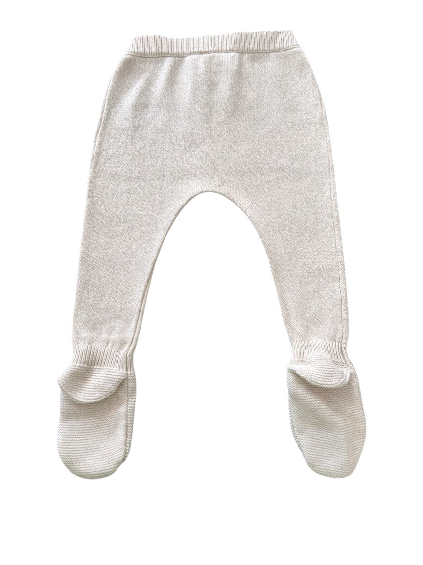 Mango Kids Cream Knitted Footed Pants size 1-3M / 62 - second hand baby clothing
