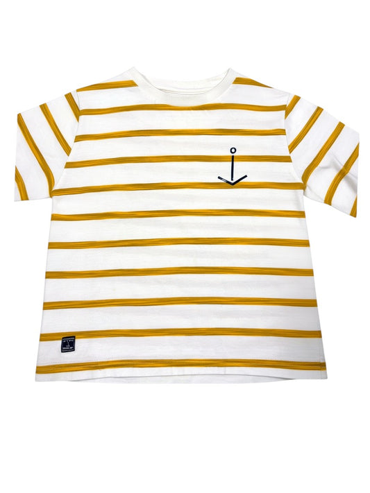 Mayoral Boys Cream & Mustard Striped Anchor Cotton Long-Sleeve T-Shirt, 3Y / 98 - second hand baby clothing