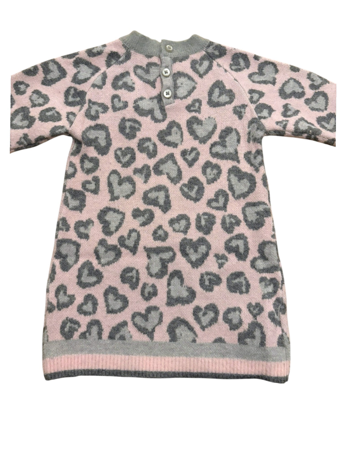 Mayoral Girl Pink Grey Heart Jacquard Knit Dress, 9M / 74