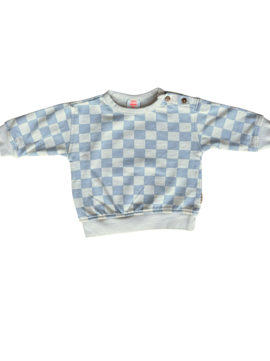 Mema Blue Checkered Sweater (3-6M)