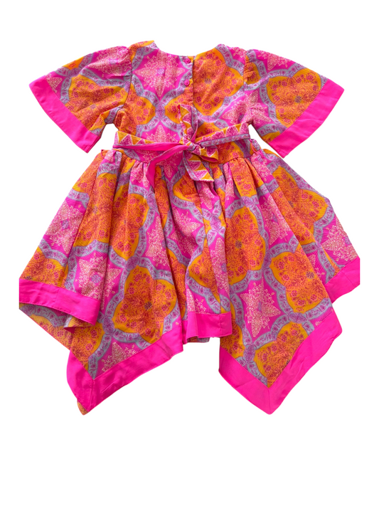 Monsoon Hot Pink Printed Cinched Waist Dress size 3Y - second hand baby clothing
