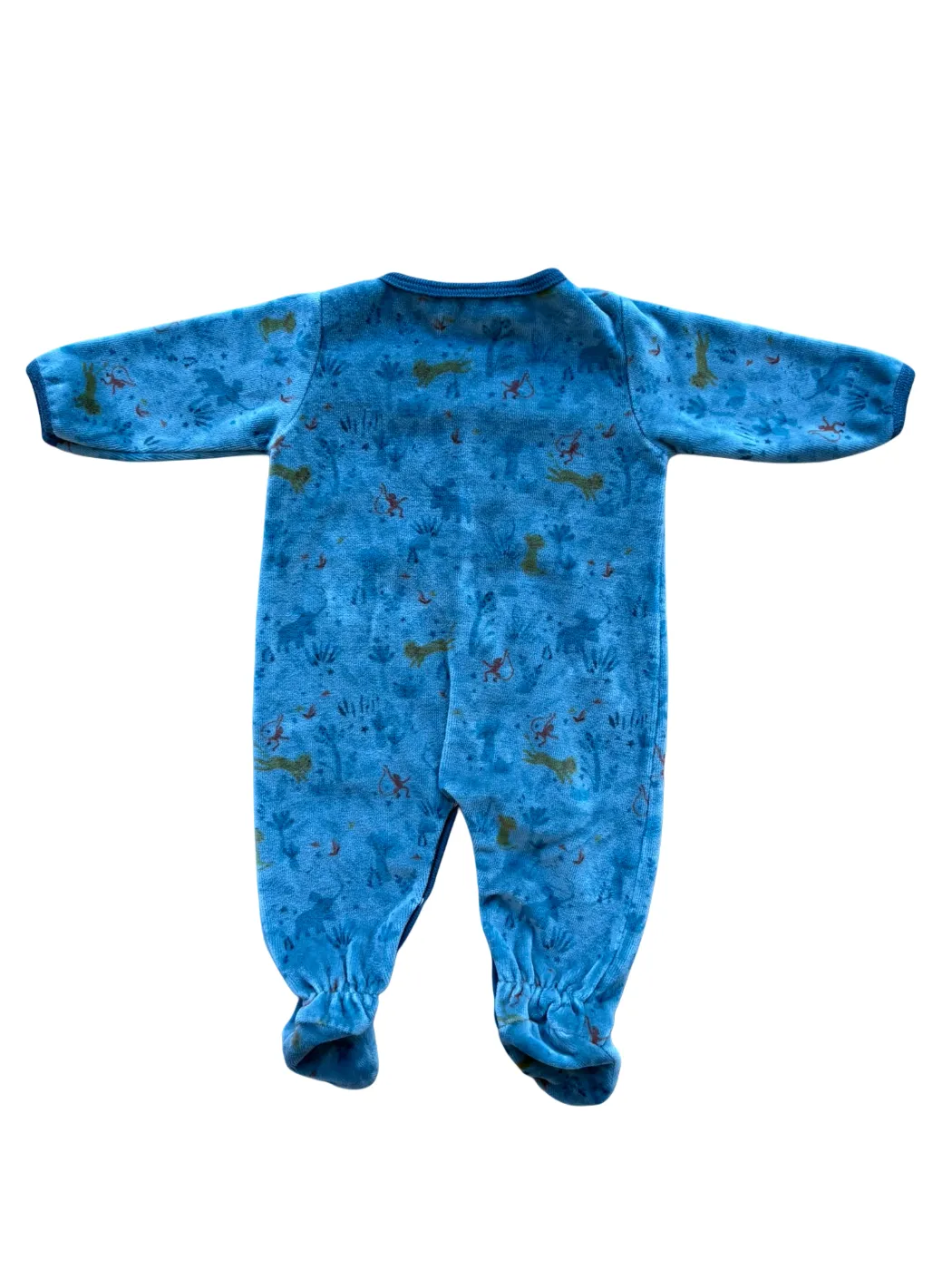 Moulin Roty Teal Jungle Velour Pajamas (1M)