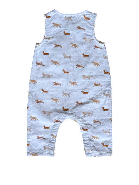 Natalys White Dogs Playsuit size 12M - second hand baby clothing