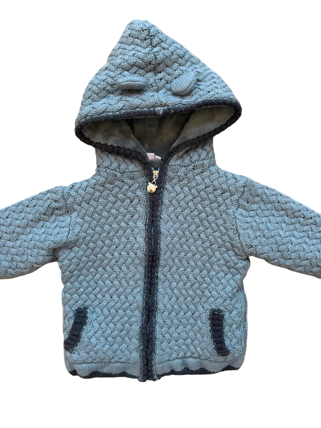 Noukie's Blue Cable Knit Hooded Cardigan size 18M / 86 - second hand baby clothing