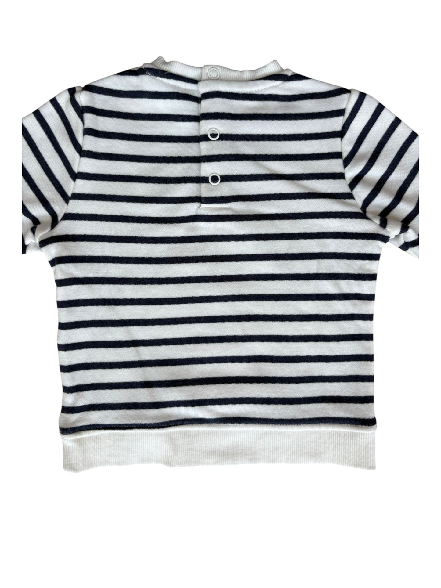 Obaibi White Navy Striped Fox Sweatshirt (6M)