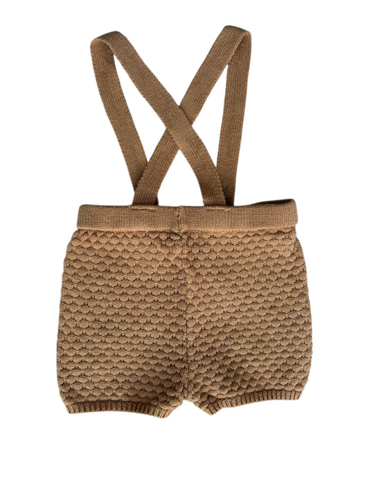 Oeuf Caramel Knit Suspender Shorts (6-9M)