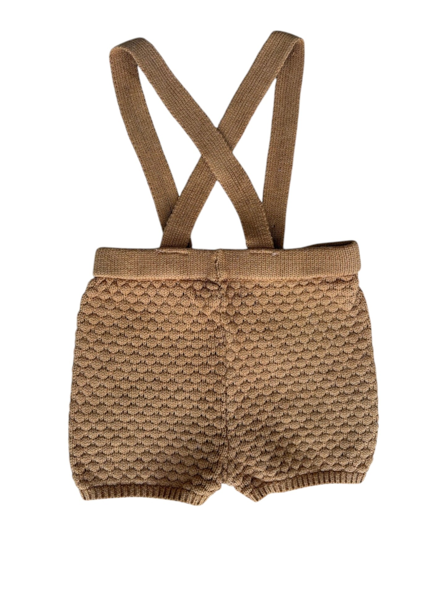 Oeuf Caramel Knit Suspender Shorts (6-9M)