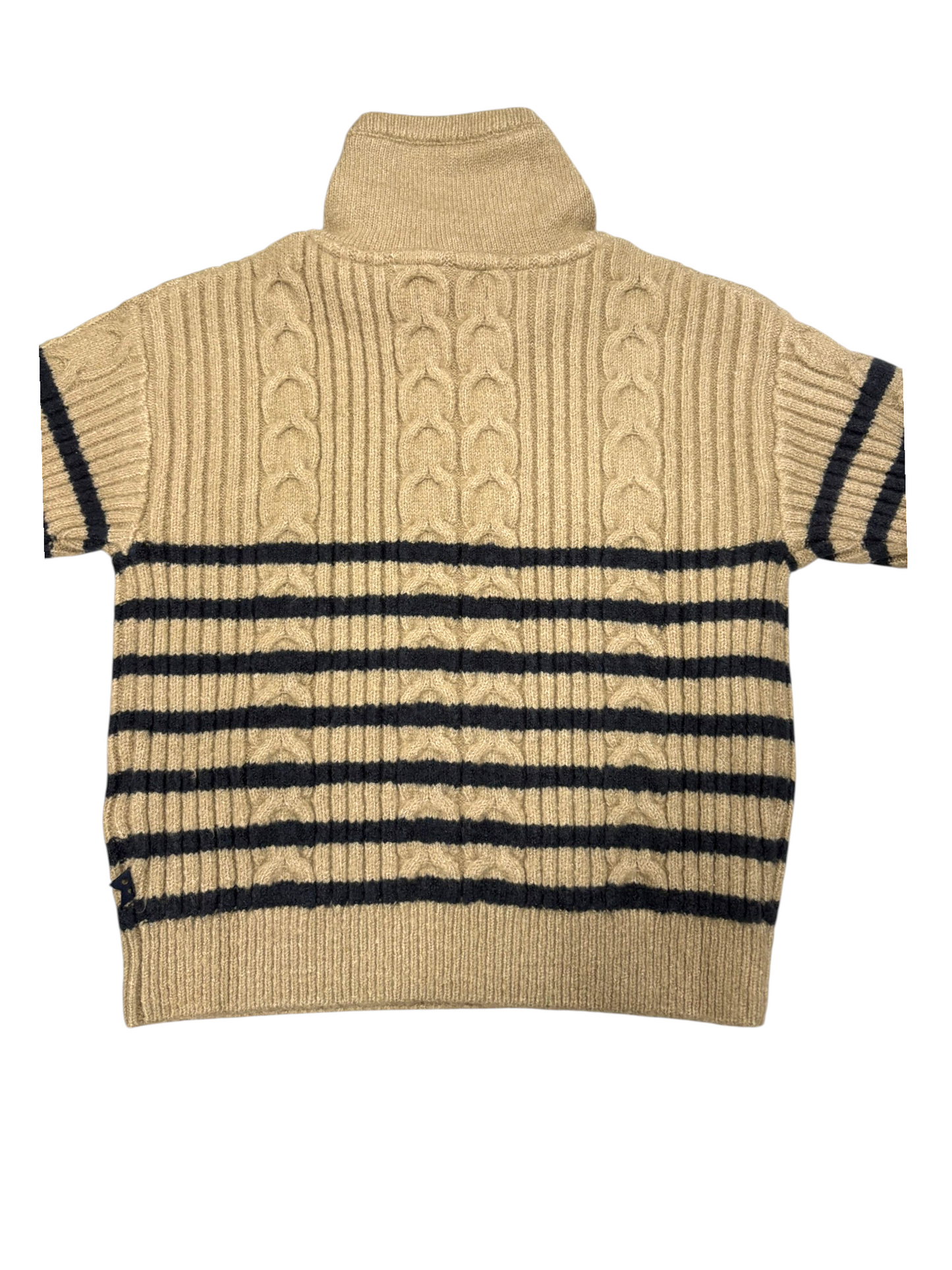 Okaïdi Unisex Beige & Black Striped Cable Knit Turtleneck Sweater, 3Y / 98