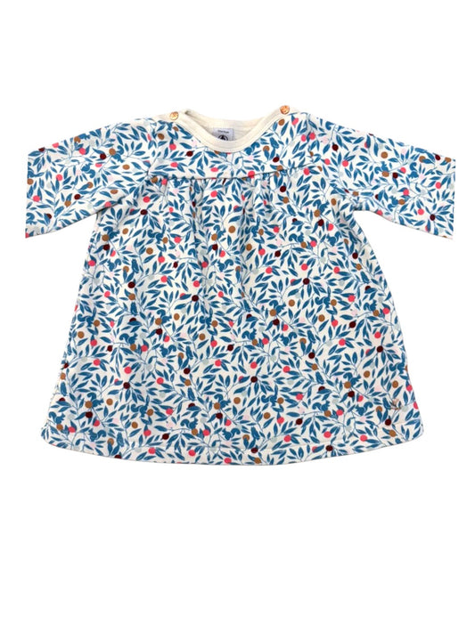 Petit Bateau Cream Berry Print Sweatshirt Dress size 12M - second hand baby clothing