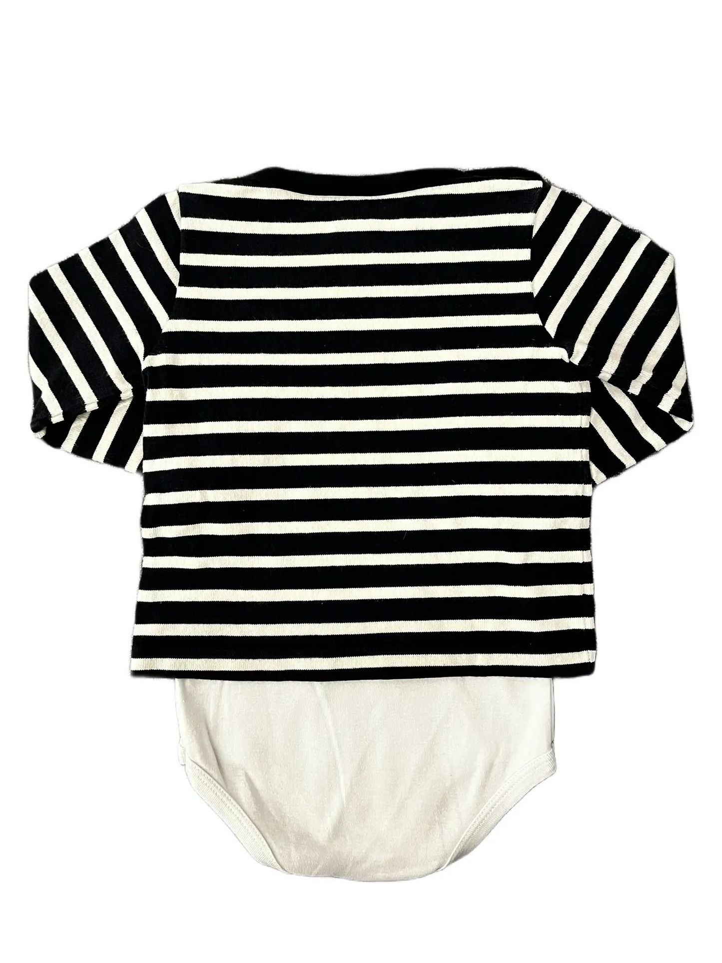 Petit Bateau Navy & White Boatneck Striped Bodysuit (24M)