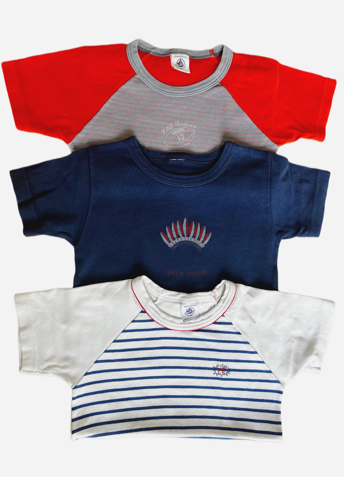 Petit Bateau Bundle: 3 Boy's Colorful T-Shirts (4Y)