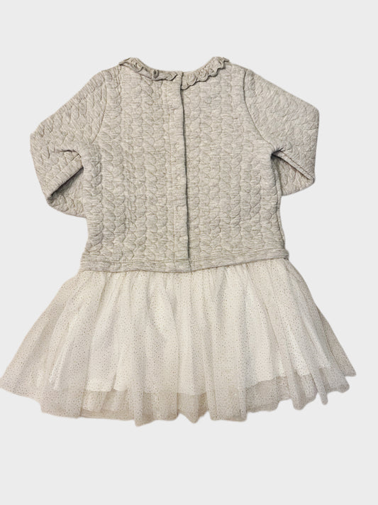 Robe à manches longues grise et blanche Petit Bateau (36M)