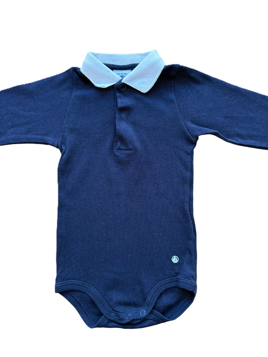 Petit Bateau Navy Polo Bodysuit (6M / 67)