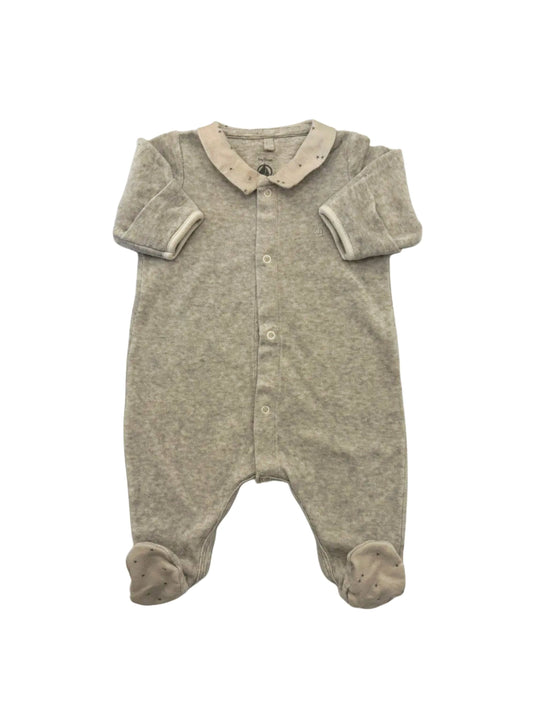 Petit Bateau Grey Velour Pajamas (1M)