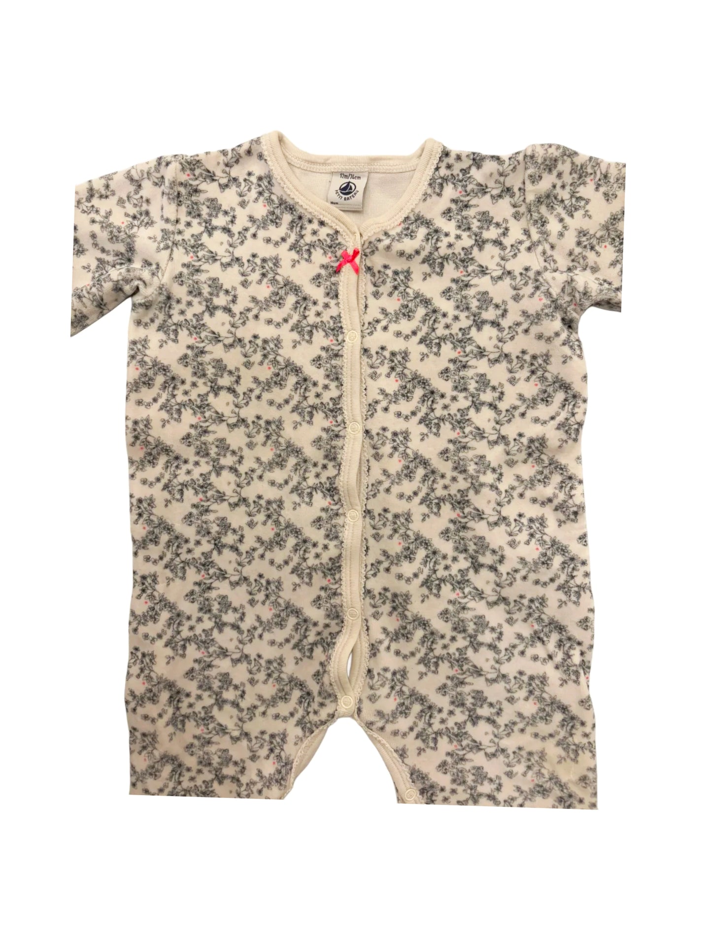 Pyjama en velours fleuri Petit Bateau (12M)