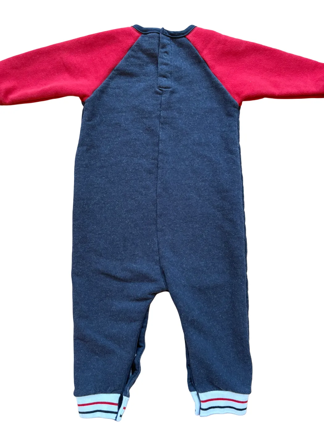 Petit Bateau Navy Red Raglan Romper (2Y / 86)