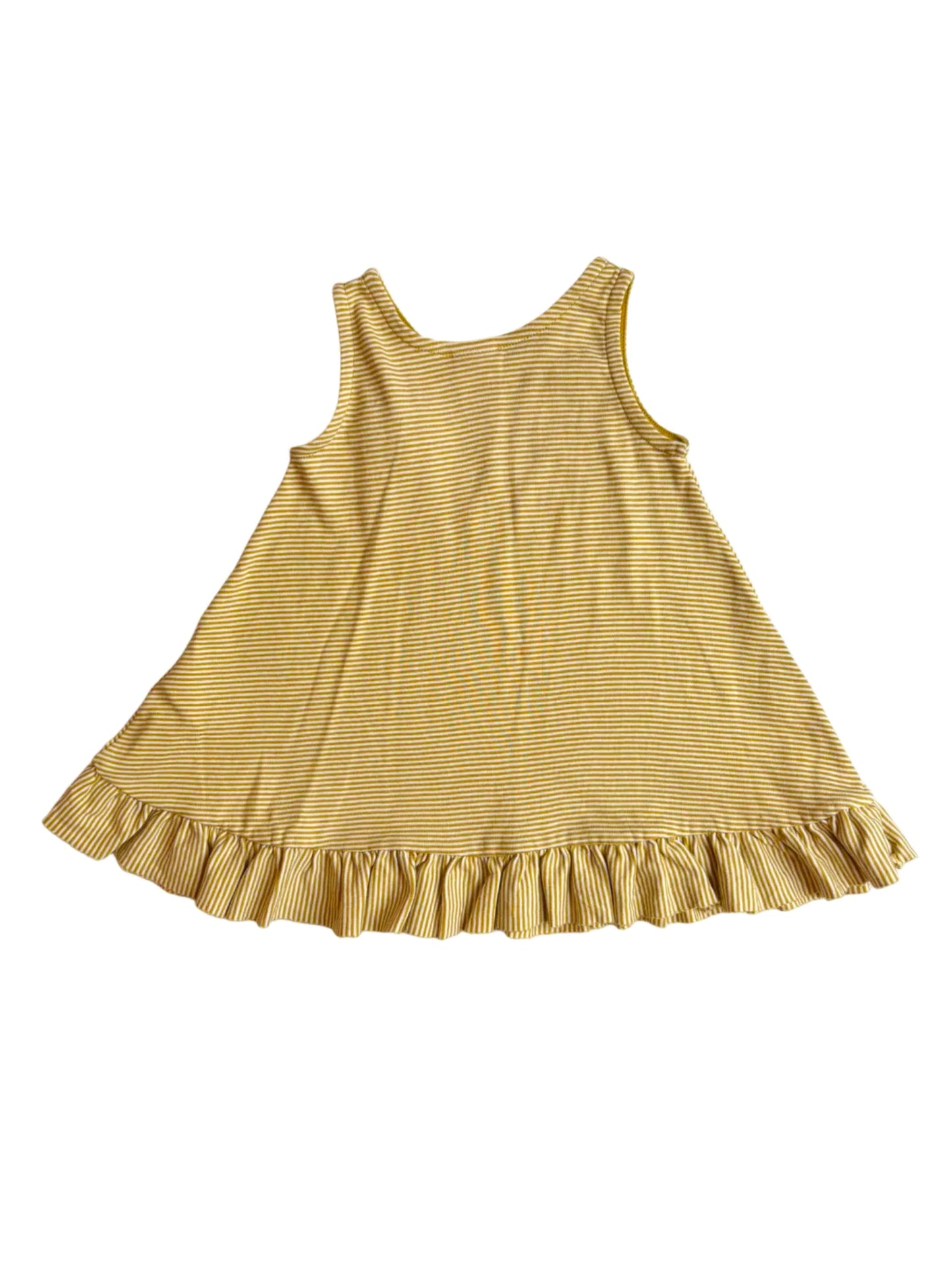 Petit Bateau Gelb-weiß gestreiftes ärmelloses Kleid (12 M/74 cm)