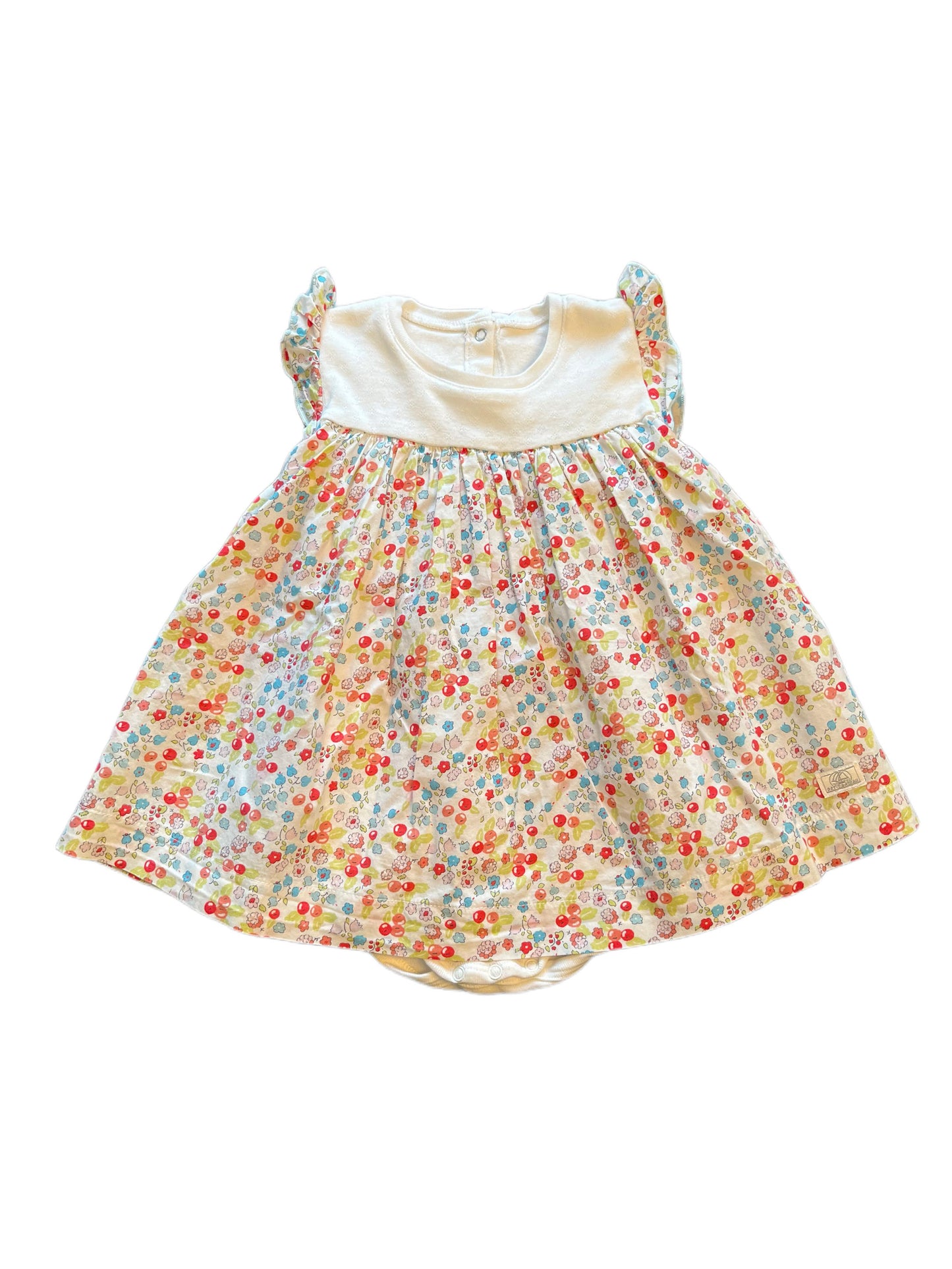 Petit Bateau – Kurzärmliges Kleid mit Blumenmuster (12 M)