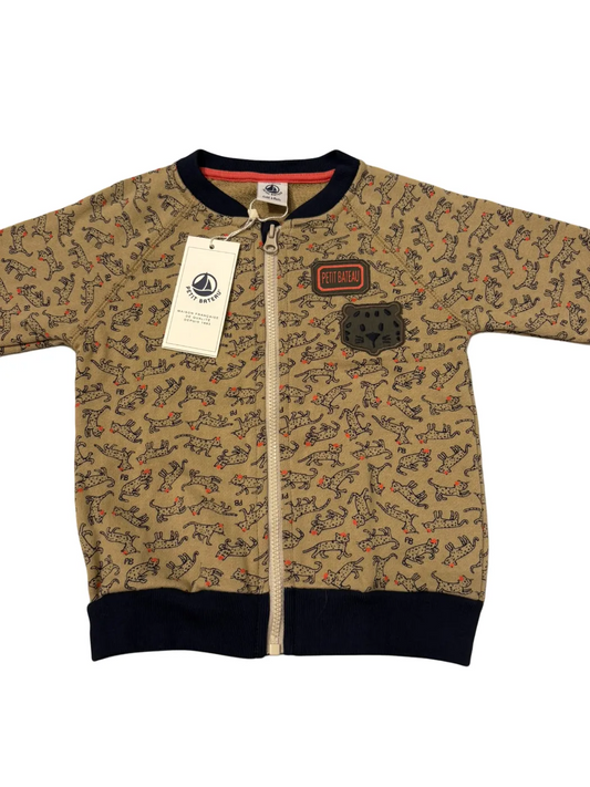 Petit Bateau Leopard Zip Cardigan (18M)