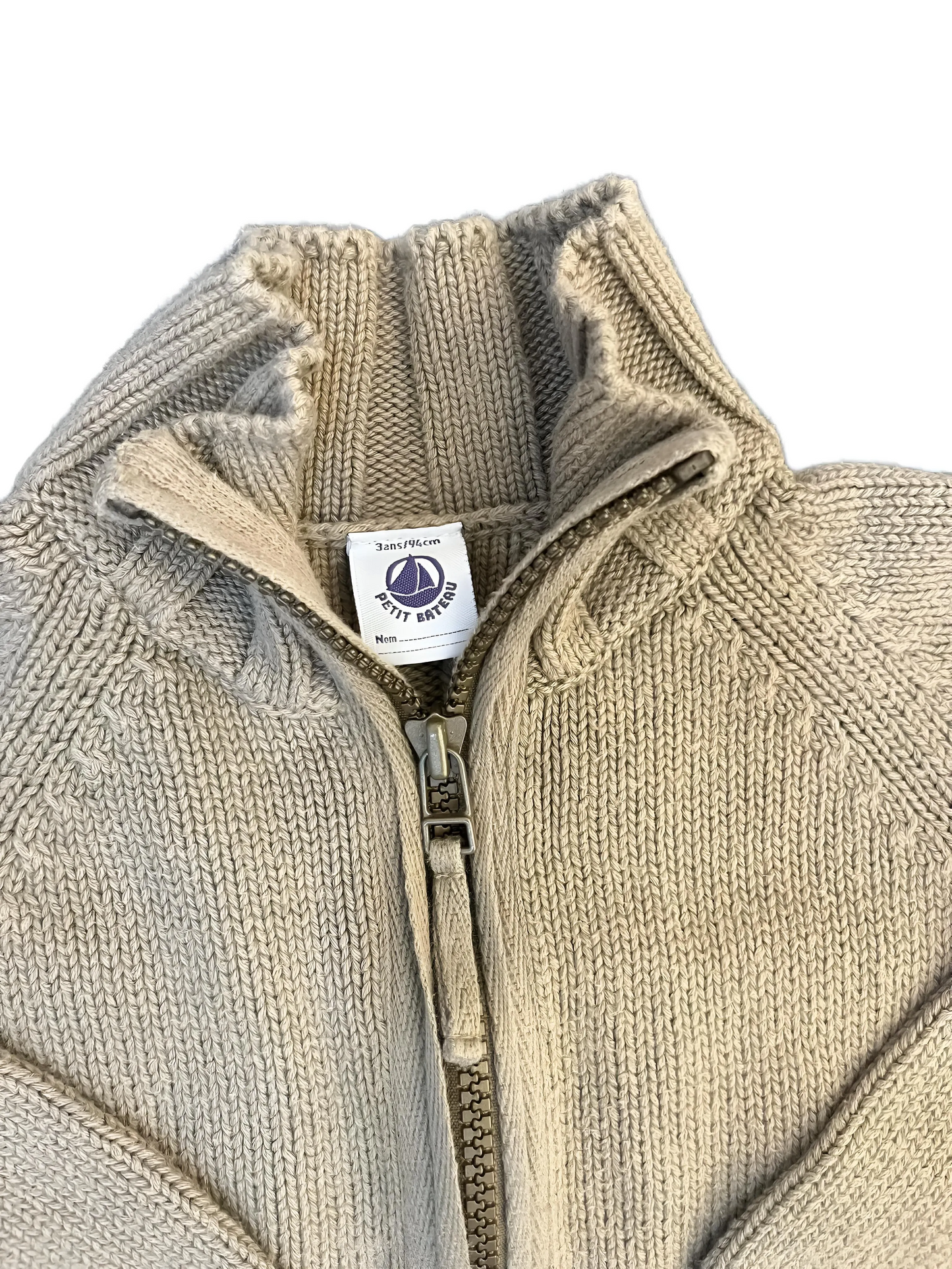 Petit Bateau Taupe Zipped Sweater (3Y)