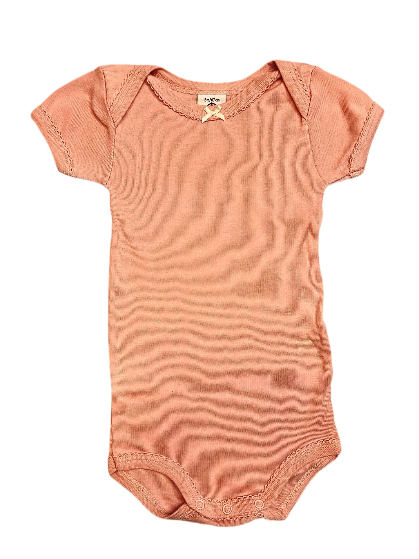 Petit Bateau Short Sleeve Bodysuit in Pink (6M / 67cm)